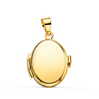 Portafotos Dije 18 x 14 mm Oro Amarillo 18k Oval Liso