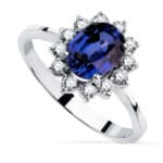 Solitario Compromiso Oro Blanco 18K Diamantes y Zafiro 1,63Q