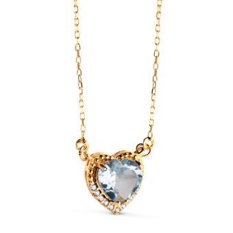 Gargantilla Corazón Oro Amarillo 18K Topacio Azul