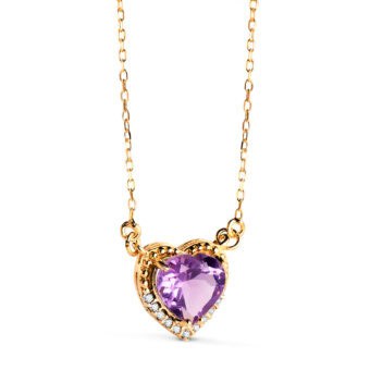Gargantilla Corazón Oro Amarillo 18K Amatista
