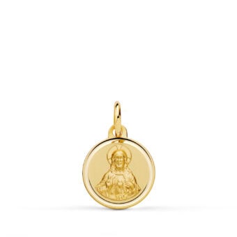 Medalla Sagrado Corazón de Jesús 12 mm Oro Amarillo 18K con Bisel