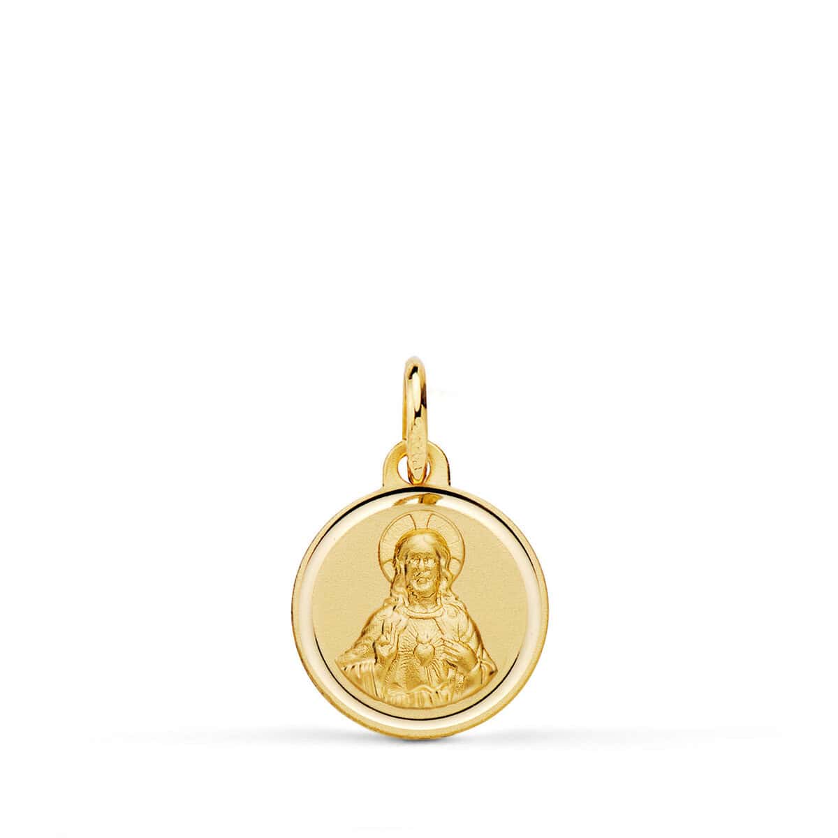 5004-112n Medalla Sagrado Corazón de Jesús 12 mm Oro Amarillo 18K con Bisel - Imagen 1