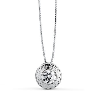Gargantilla Chatón 8,5mm Oro Blanco 18K Circonita y Greca