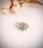 Colgante 13 x 11 mm Oro Blanco 18K Esmeralda y Orla Diamantes Lab 0,42 ct - Imagen 3