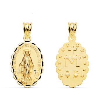 Medalla Virgen Milagrosa 23 x 14 mm Oro Amarillo 18K Escapulario