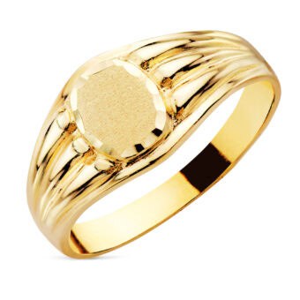 Sello Cadete 8 x 7 mm Oro Amarillo 18K Estrías Oval