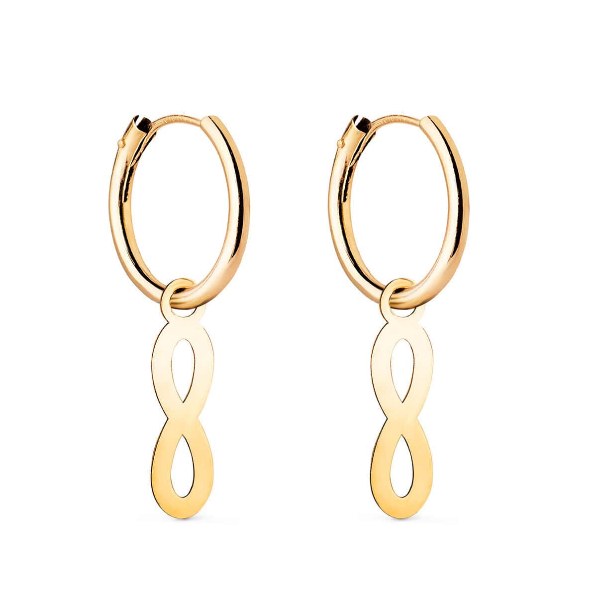 18403-innew Pendientes Aro 12 x 1,5 mm Oro Amarillo 18 Quilates Infinito Liso - Imagen 1