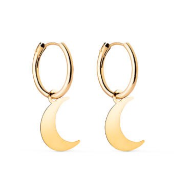 Pendientes Aro 12 x 1,5 mm Oro Amarillo 18 Quilates Luna Lisa