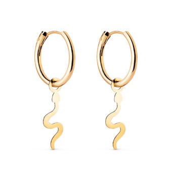 Pendientes Aro 12 x 1,5 mm Oro Amarillo 18 Quilates Serpiente