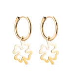 Pendientes Aro 12 x 1,5 mm Oro Amarillo 18 Quilates Trébol
