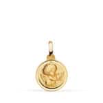 Medalla 12 mm en Oro Amarillo 18K con Ángel Burlón Bisel
