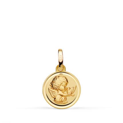 Medalla 12 mm en Oro Amarillo 18K con Ángel Burlón Bisel